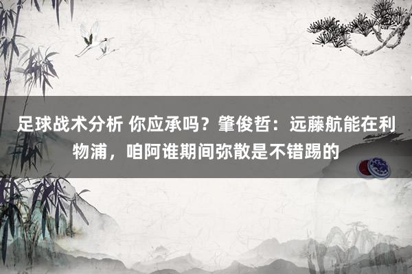 足球战术分析 你应承吗？肇俊哲：远藤航能在利物浦，咱阿谁期间弥散是不错踢的