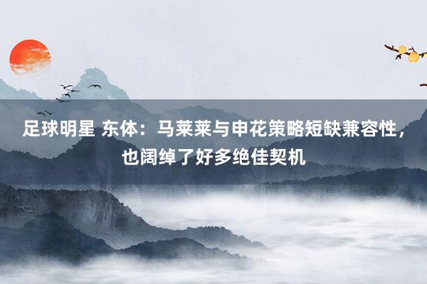 足球明星 东体：马莱莱与申花策略短缺兼容性，也阔绰了好多绝佳契机