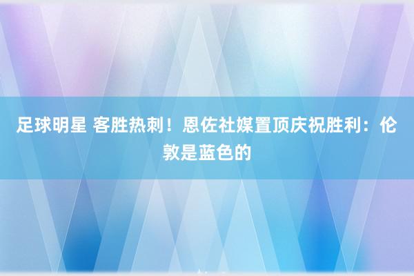 足球明星 客胜热刺！恩佐社媒置顶庆祝胜利：伦敦是蓝色的